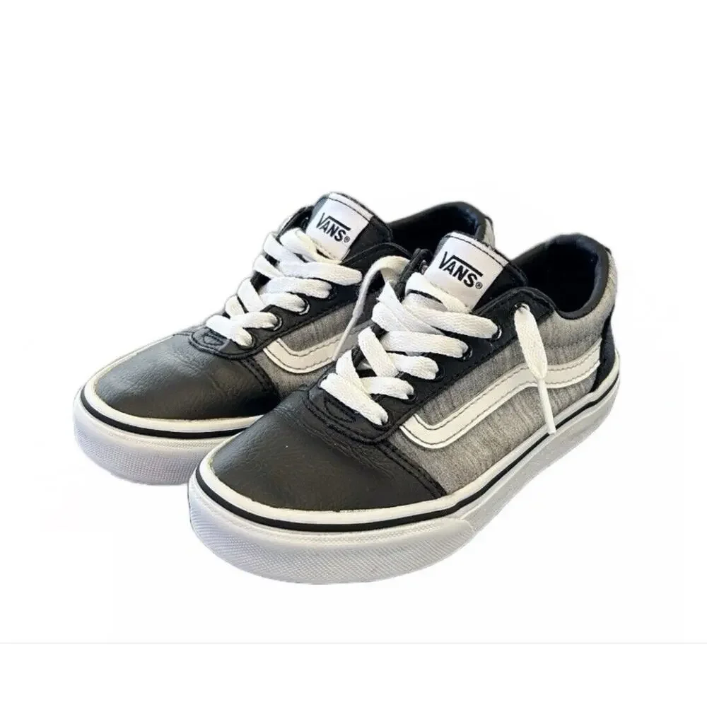 VANS Ward‎ Low Leather & Canvas Casual Fashion Skate Shoes Sneakers Youth Size 1